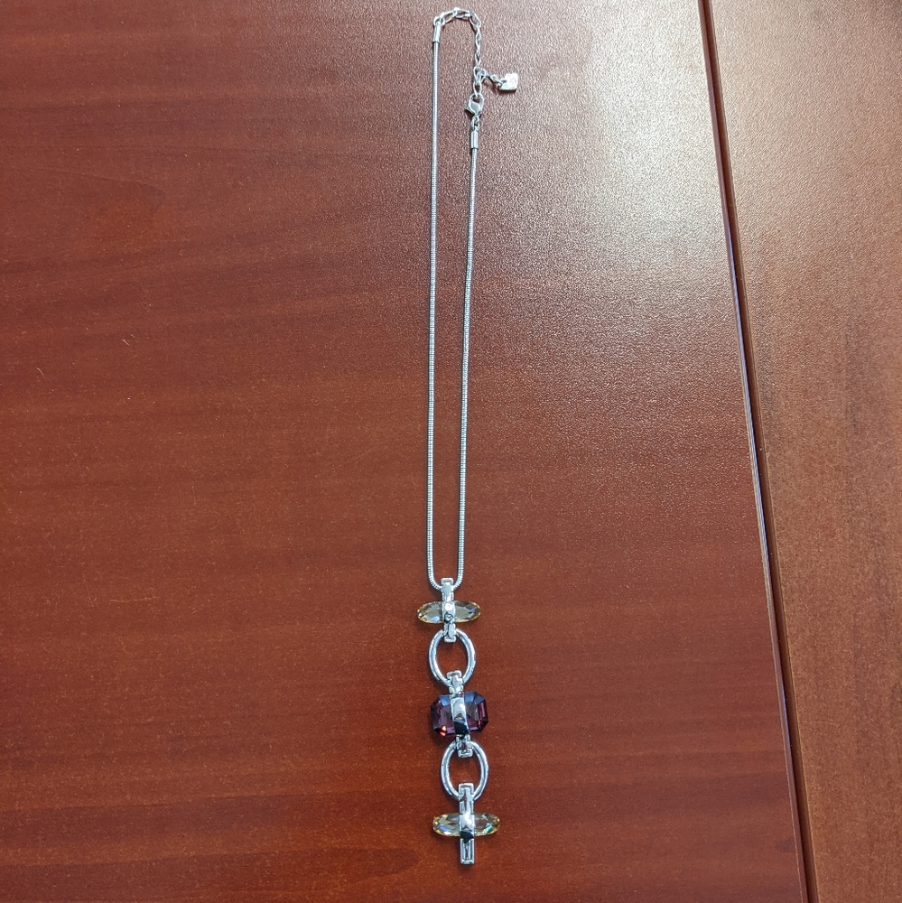BRAND NEW Silver Necklace with colored Crystals